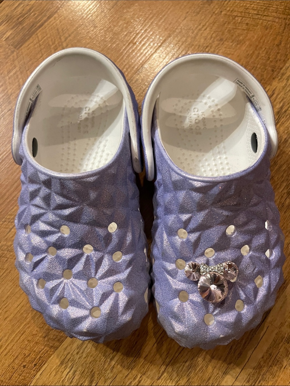 CROCS Kids' Lavender Sparkle Clogs with Jewel Charm